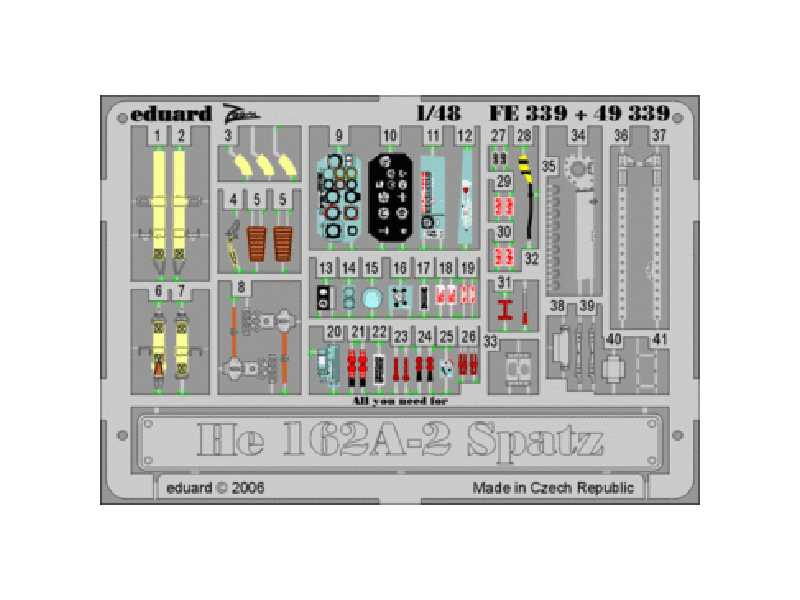  He 162A-2 Spatz 1/48 - Tamiya - blaszki - zdjęcie 1