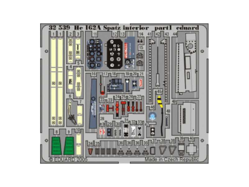 He 162A Spatz interior 1/32 - Revell - blaszki - zdjęcie 1 He 162A Spatz interior 1/32 - Revell - blaszki - zdjęcie 1