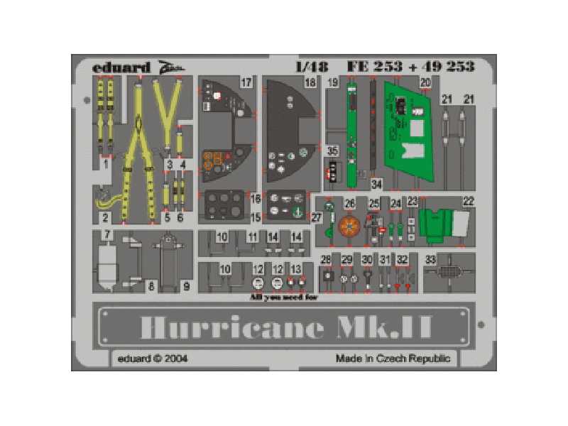 Hurricane Mk. II 1/48 - Hasegawa - blaszki - zdjęcie 1 Hurricane Mk. II 1/48 - Hasegawa - blaszki - zdjęcie 1