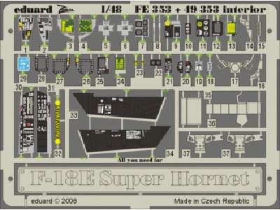  F-18E interior 1/48 - Hasegawa - blaszki - zdjęcie 1