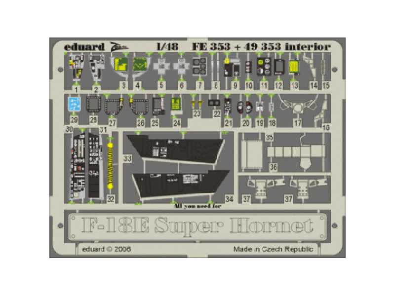F-18E interior 1/48 - Hasegawa - blaszki - zdjęcie 1 F-18E interior 1/48 - Hasegawa - blaszki - zdjęcie 1