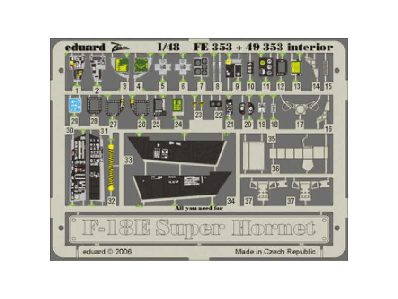  F-18E interior 1/48 - Hasegawa - blaszki - zdjęcie 1