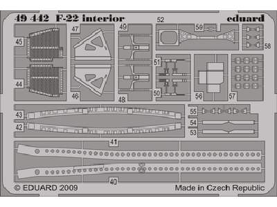  F-22 interior S. A. 1/48 - Academy Minicraft - blaszki - zdjęcie 1