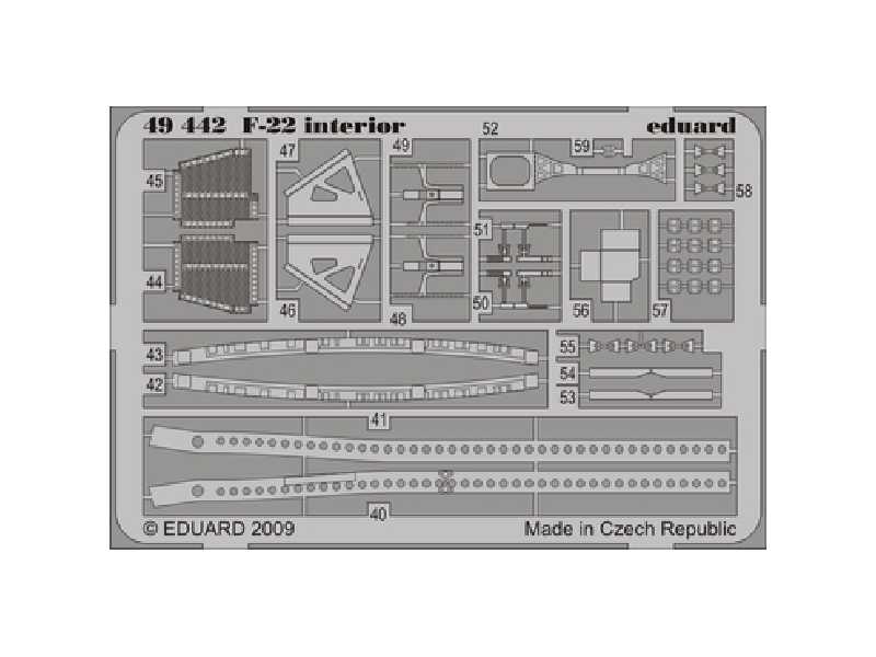  F-22 interior S. A. 1/48 - Academy Minicraft - blaszki - zdjęcie 1