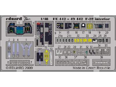  F-22 interior S. A. 1/48 - Academy Minicraft - blaszki - zdjęcie 1