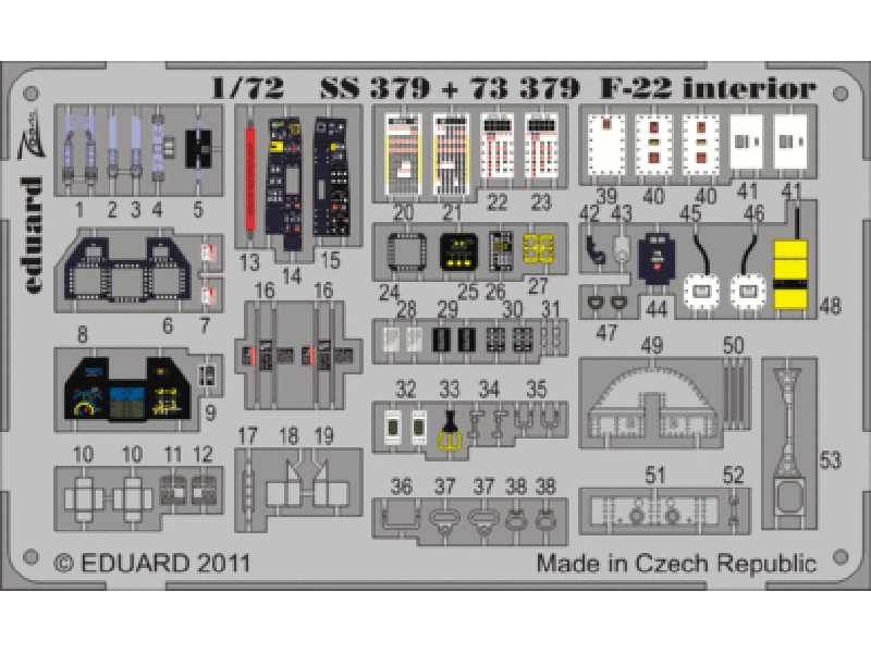  F-22 interior S. A. 1/72 - Fujimi - blaszki - zdjęcie 1