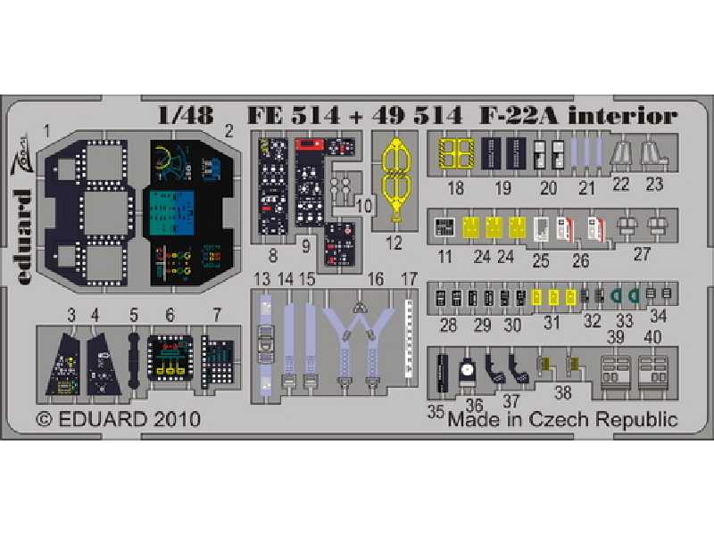  F-22A interior S. A. 1/48 - Hasegawa - blaszki - zdjęcie 1