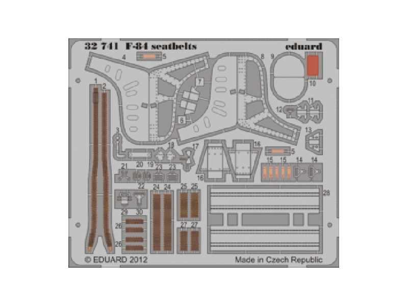  F-84 seatbelts 1/32 - Hobby Boss - blaszki - zdjęcie 1