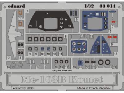  Me 163B Komet dashboard 1/32 - Hasegawa - blaszki - zdjęcie 1