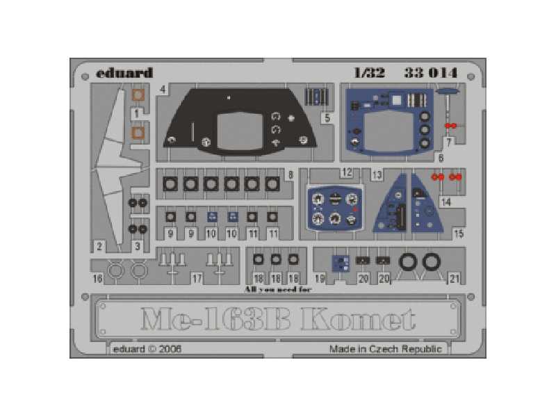  Me 163B Komet dashboard 1/32 - Hasegawa - blaszki - zdjęcie 1