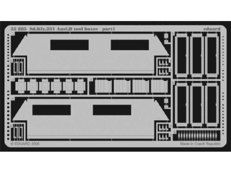 Sd. Kfz.251 Ausf. D tool boxes 1/35 - Dragon - blaszki - zdjęcie 1 Sd. Kfz.251 Ausf. D tool boxes 1/35 - Dragon - blaszki - zdjęcie 1