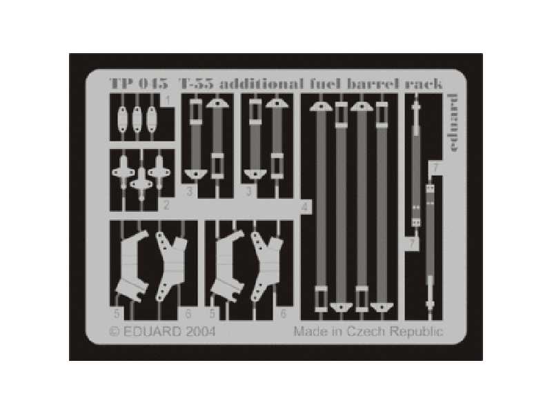 T-55 additional fuel barrel rack 1/35 - Tamiya - blaszki - zdjęcie 1 T-55 additional fuel barrel rack 1/35 - Tamiya - blaszki - zdjęcie 1