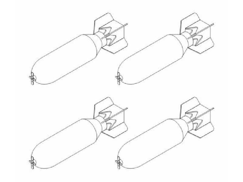 WW II US General Purpose M43 H.E. Bombs 500 lb (4 pcs) 1/48 - zdjęcie 1 WW II US General Purpose M43 H.E. Bombs 500 lb (4 pcs) 1/48 - zdjęcie 1
