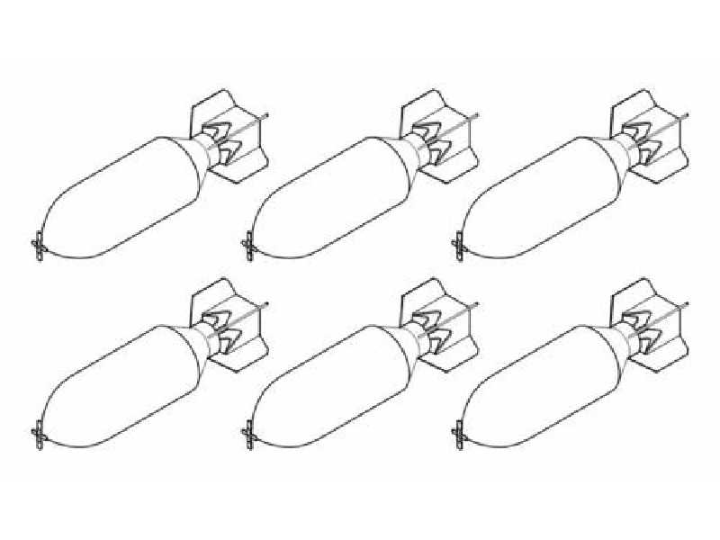 WW II US General Purpose M44 H.E. Bombs 1000 lb (6 pcs) 1/72 - zdjęcie 1 WW II US General Purpose M44 H.E. Bombs 1000 lb (6 pcs) 1/72 - zdjęcie 1