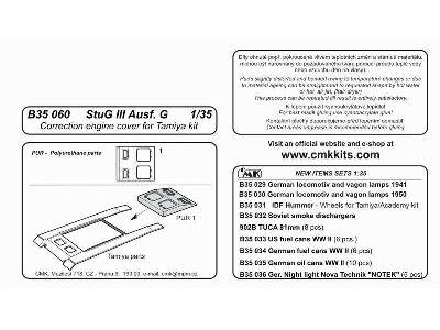 StuG III Ausf. G  Correction Engine cover for Tamiya kit - zdjęcie 2