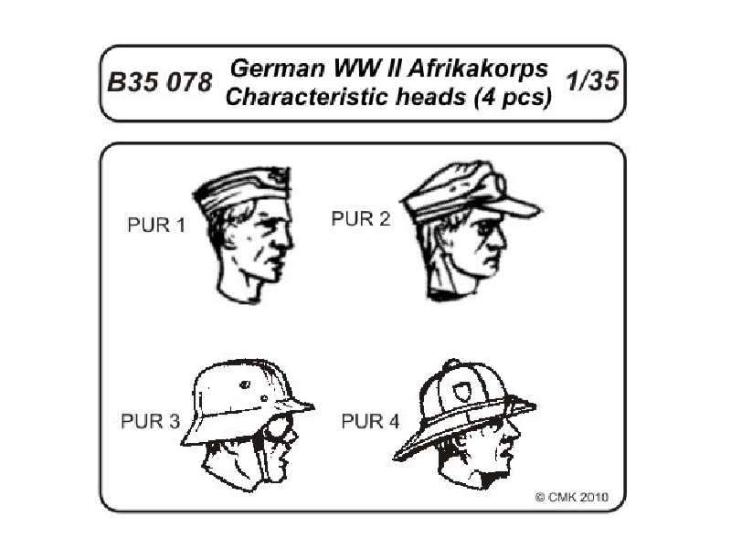 German WW II Afrikakorps  Characteristic head (4 pcs) - zdjęcie 1