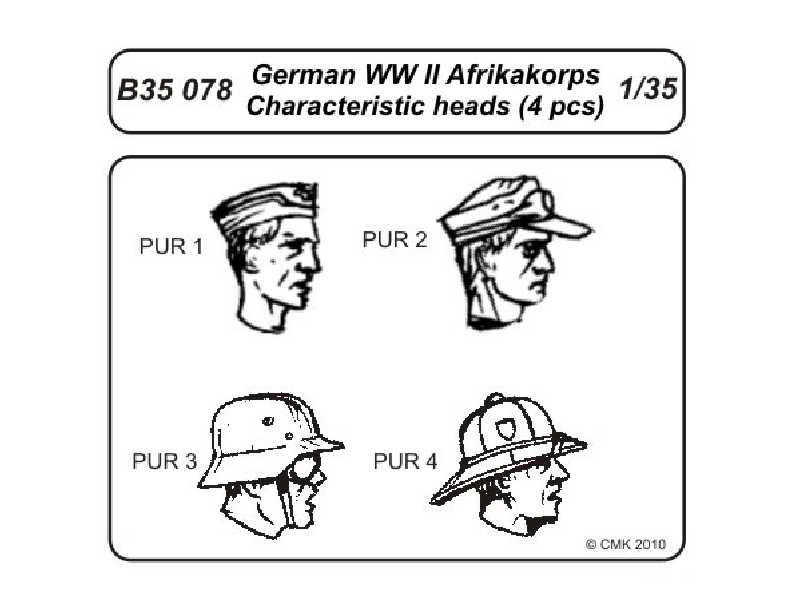 German WW II Afrikakorps Characteristic head (4 pcs) - zdjęcie 1 German WW II Afrikakorps Characteristic head (4 pcs) - zdjęcie 1