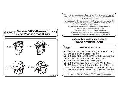 German WW II Afrikakorps  Characteristic head (4 pcs) - zdjęcie 2