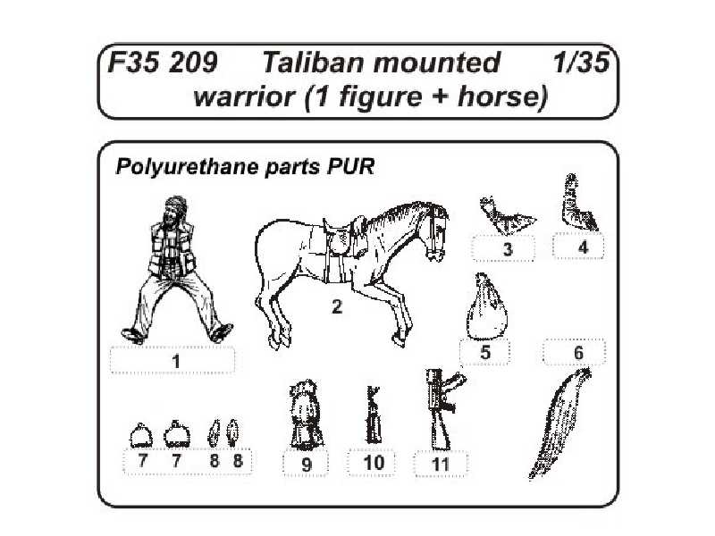 Taliban mounted warrior 1/35 (1 figure + horse) - zdjęcie 1