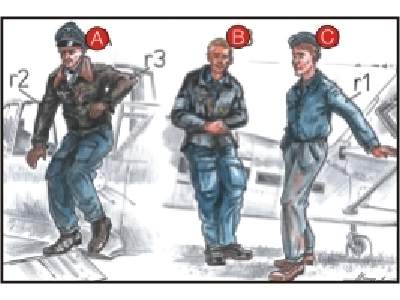 German Pilots (2 fig.) And Mechanic WW II - zdjęcie 1