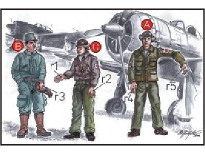 Japanese Army Pilots (2 fig.) And Mechanics WW II - zdjęcie 1