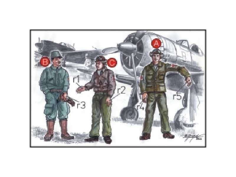 Japanese Army Pilots (2 fig.) And Mechanics WW II - zdjęcie 1