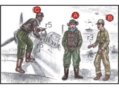 Japanese Navy Pilots (2 fig.) And Mechanics WW II - zdjęcie 1