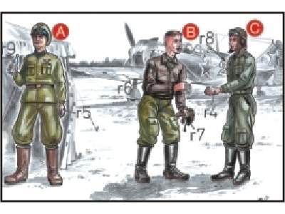 Soviet Pilots (2 fig.) And Mechanic WW II - zdjęcie 1