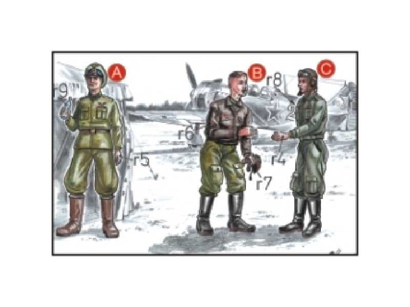 Soviet Pilots (2 fig.) And Mechanic WW II - zdjęcie 1