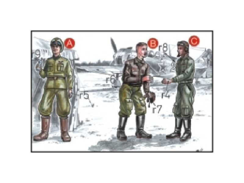 Soviet Pilots (2 fig.) And Mechanic WW II - zdjęcie 1 Soviet Pilots (2 fig.) And Mechanic WW II - zdjęcie 1