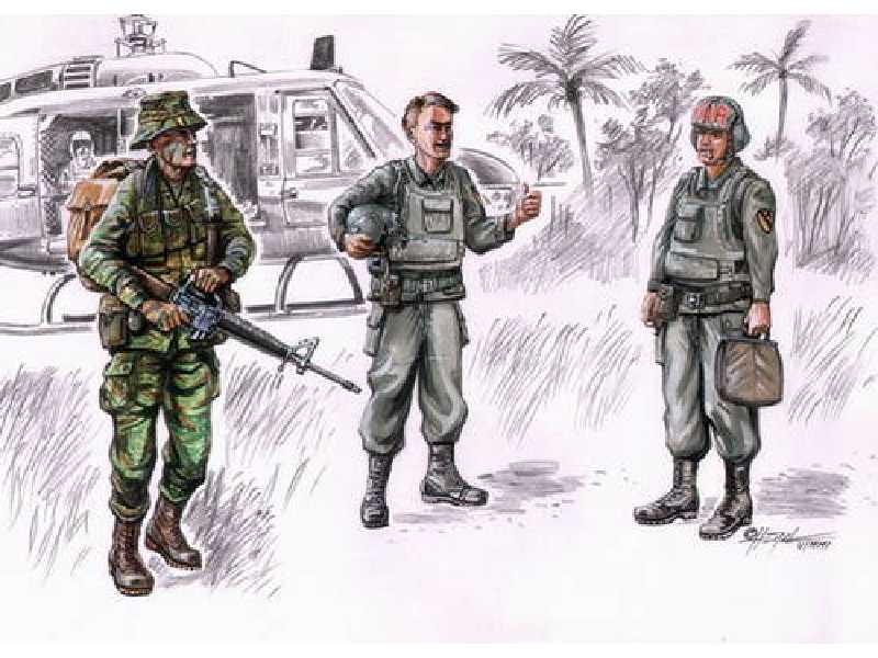 Vietnam LRRP US Helicopter crew (3 fig.) - zdjęcie 1 Vietnam LRRP US Helicopter crew (3 fig.) - zdjęcie 1