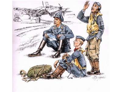 German pilots at rest WW II (3 fig.) - zdjęcie 1