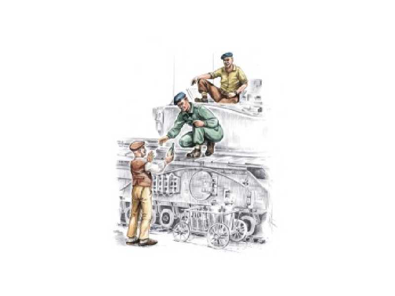 British tankers + civilian WW II (3 fig.) - zdjęcie 1