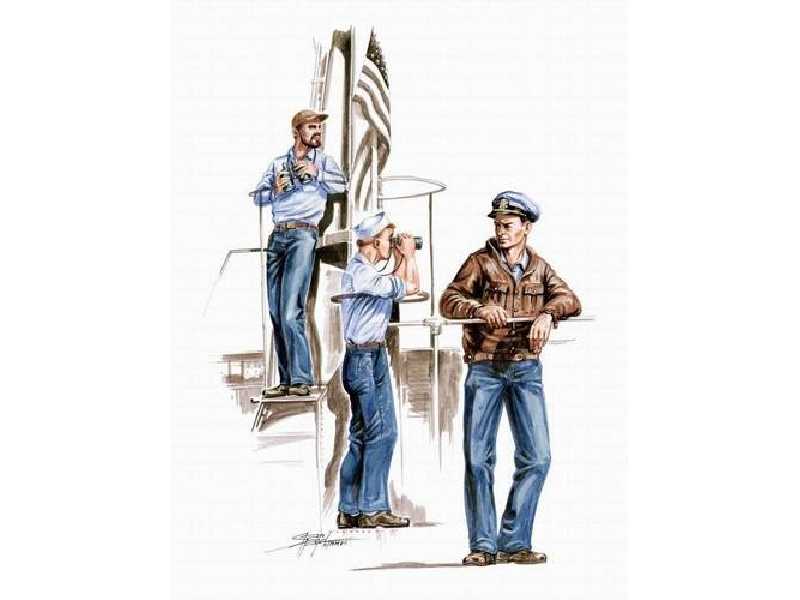 USS Gato class crew (guard with binoculars) 3 fig - zdjęcie 1 USS Gato class crew (guard with binoculars) 3 fig - zdjęcie 1