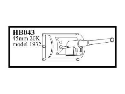 45 mm 20 K model 1932 gun with mantlet. Gun for T - 26 model 193 - zdjęcie 1