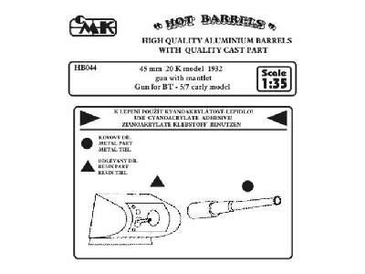 45 mm 20 K model 1934 gun with mantlet. Gun for T - 26 model 193 - zdjęcie 1