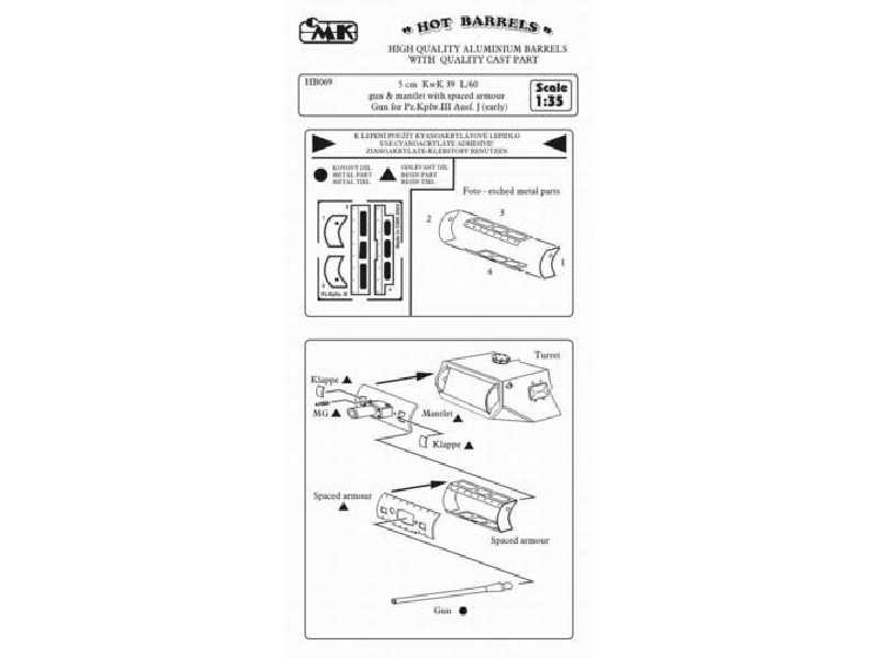 5 cm KwK 39 L/60 (with spaced armour,long gun-barrel) with mantl - zdjęcie 1