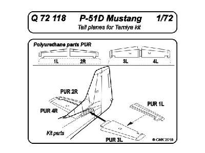 P-51D Mustang  Tail planes 1/72 for Tamiya Kit - zdjęcie 1