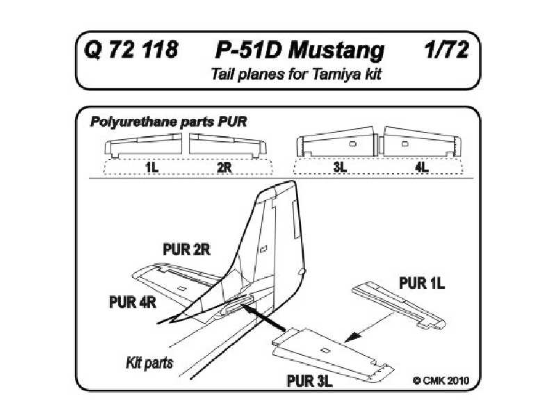 P-51D Mustang  Tail planes 1/72 for Tamiya Kit - zdjęcie 1