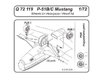 P-51B/C Mustang  Wheels 1/72 for Hasegawa, Revell kit - zdjęcie 1