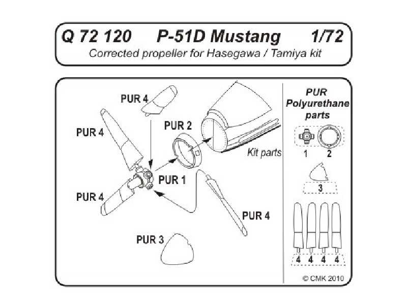 P-51D Mustang  Corrected propeller 1/72 for Acedemy, Hasegawa, T - zdjęcie 1