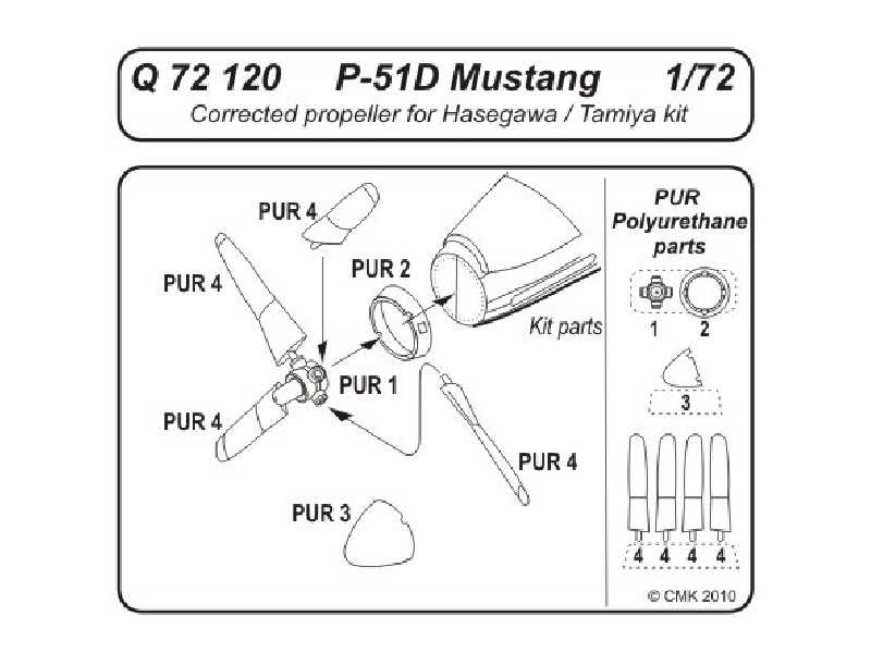 P-51D Mustang Corrected propeller 1/72 for Acedemy, Hasegawa, T - zdjęcie 1 P-51D Mustang Corrected propeller 1/72 for Acedemy, Hasegawa, T - zdjęcie 1