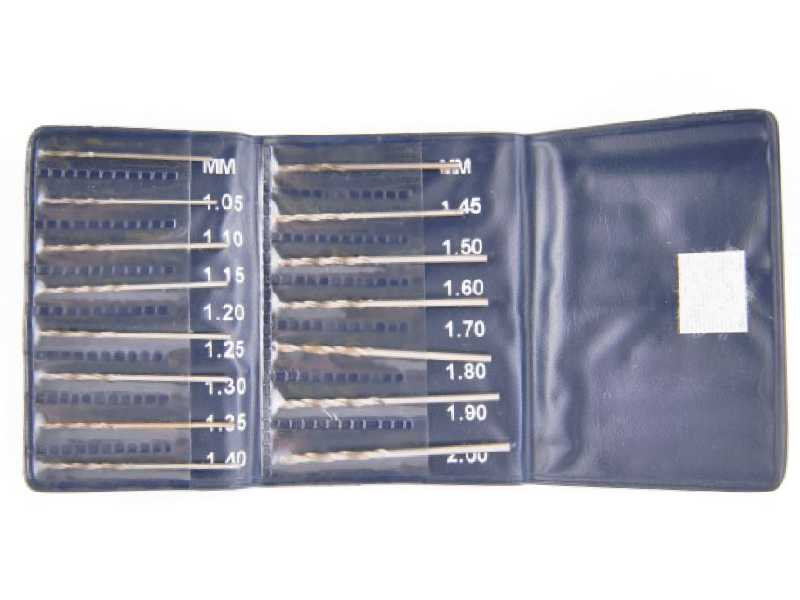Zestaw 15 wierteł hss 1,05 - 2,0 mm - zdjęcie 1 Zestaw 15 wierteł hss 1,05 - 2,0 mm - zdjęcie 1