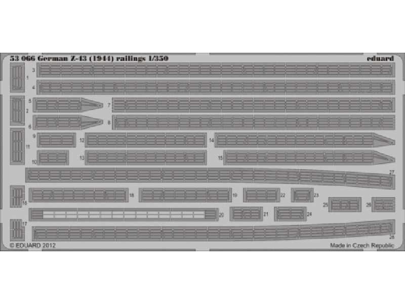 German Z-43 (1944) railings 1/350 - Trumpeter - zdjęcie 1