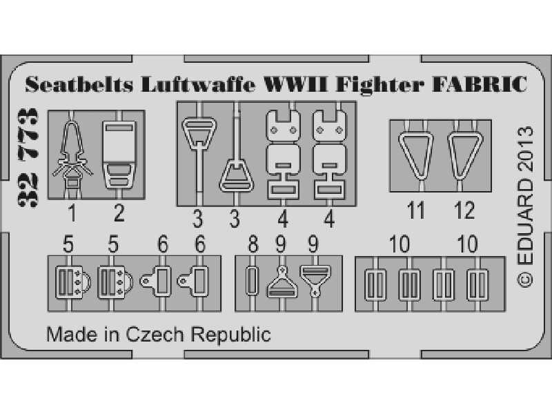 Seatbelts Luftwaffe WWII Fighter FABRIC 1/32 - zdjęcie 1