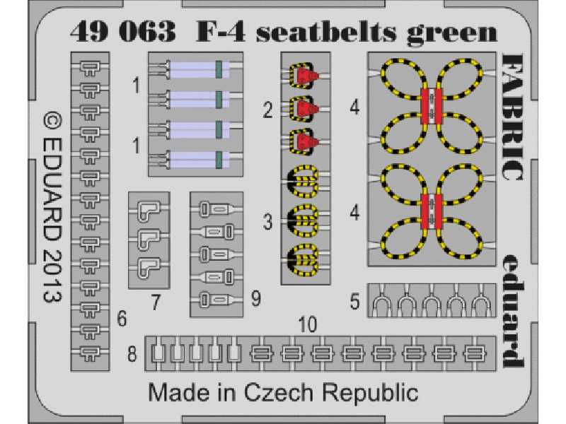 F-4 seatbelts green FABRIC 1/48 - zdjęcie 1