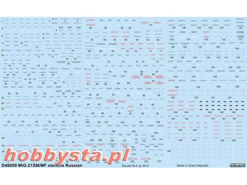 MiG-21 stencils Russian 1/48 - Eduard - zdjęcie 1 MiG-21 stencils Russian 1/48 - Eduard - zdjęcie 1