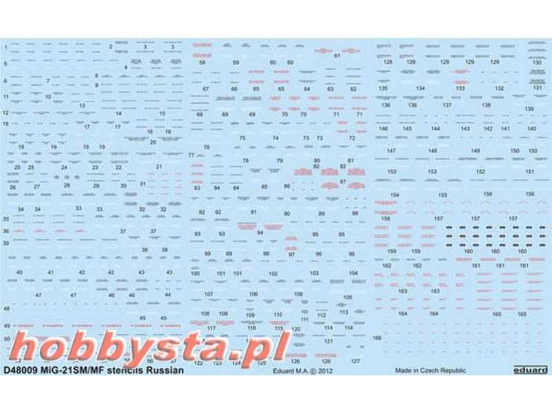 MiG-21 stencils Russian 1/48 - Eduard - zdjęcie 1