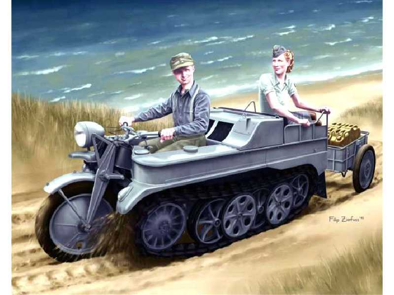 Sd.Kfz.2 Kettenkrad Early Production w/Infanteriekarren - zdjęcie 1