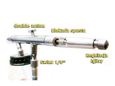 Aerograf BD182K Double Action 0,3 0,5 0,8 mm dolny zbiornik - zdjęcie 2